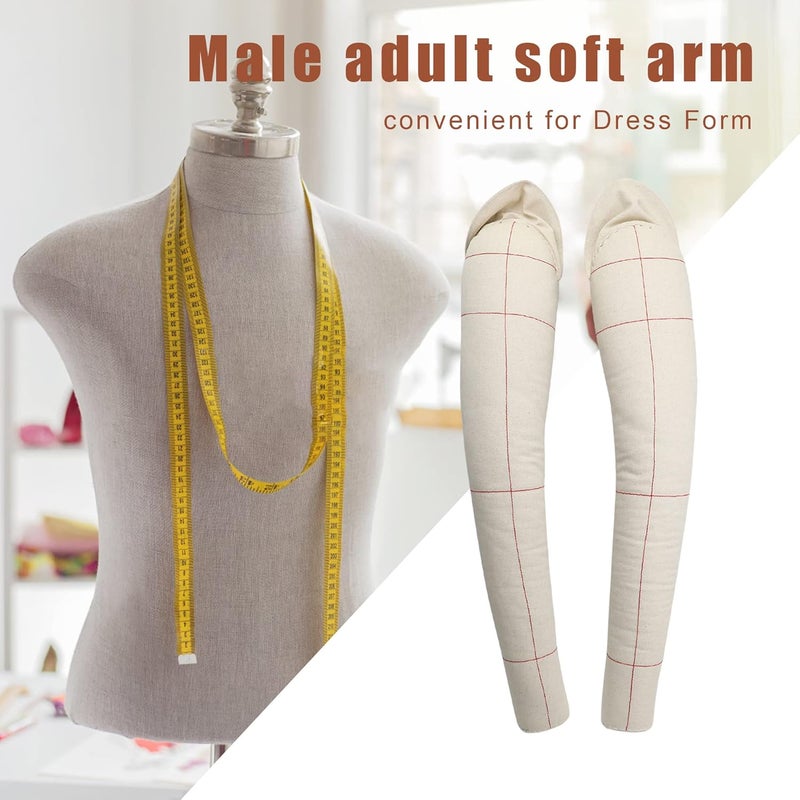 DE-LIANG Dress Form's Pattern Sewing Arms for Men,Adult Male Soft Cotton Arms for Full Body Tailor Mannequin, Fitting Mannequin's Arms 65cm, Draping Male Cotton Soft Arms,Size 96, Beige 1 Pair - Image 3